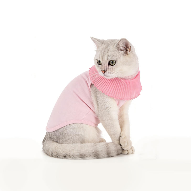 Sosoport Op Anzug für Katzen Rosa S – Elastischer Atmungsaktiver Genesungsanzug nach Kastration mit Leckschutz für Kätzchen Schutzkleidung bei Wunden und Hautproblemen