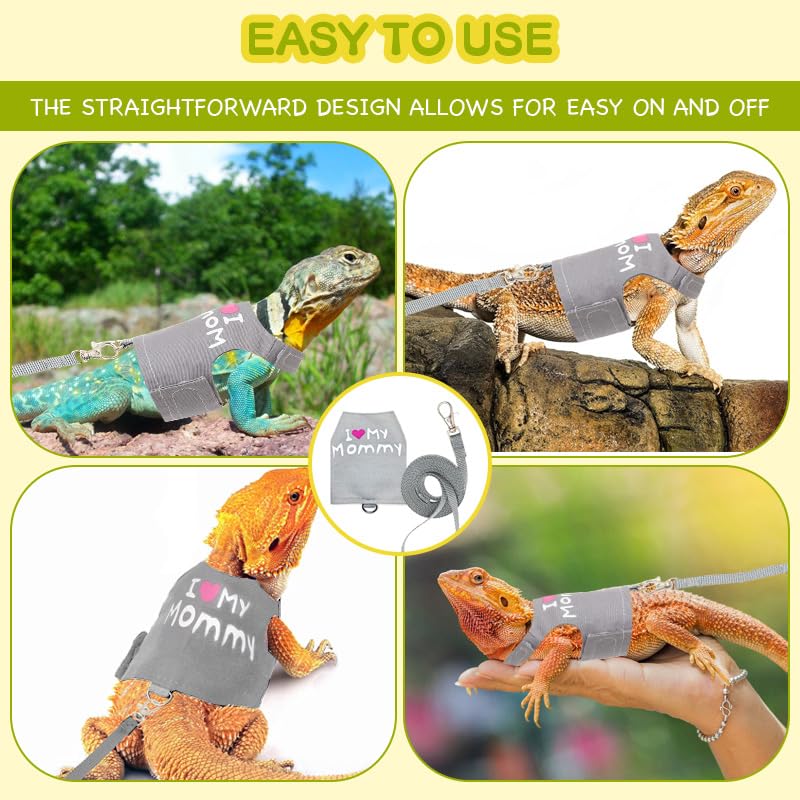 Bearded Dragon Leash and Harness Adjustable - Luminous Leash for Small Pets (Grey) Grey - PawsPlanet Australia