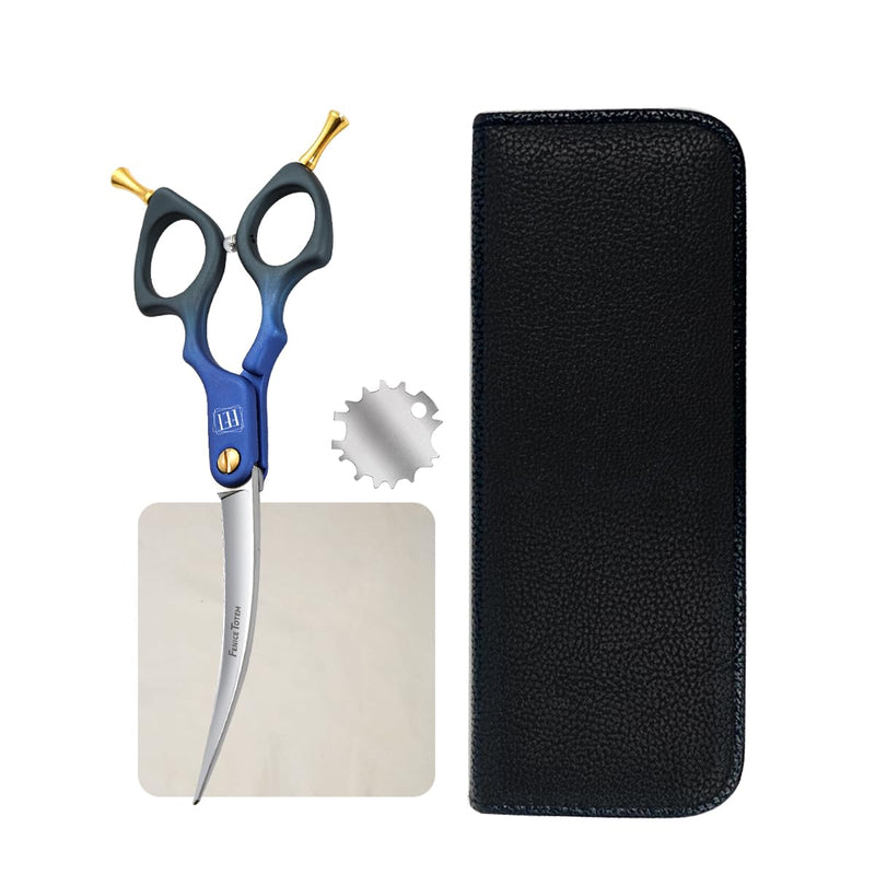 Fenice Dog Grooming Curved Scissors: 6.5" Pet Self-sharpening Split Finishing Shears for Dogs' Faces and Eyes Lightweight Ideal for Tight Spaces and Detailed Grooming Japan VG10 Alloy Steel 63HRC 6.5 inch Bb - PawsPlanet Australia