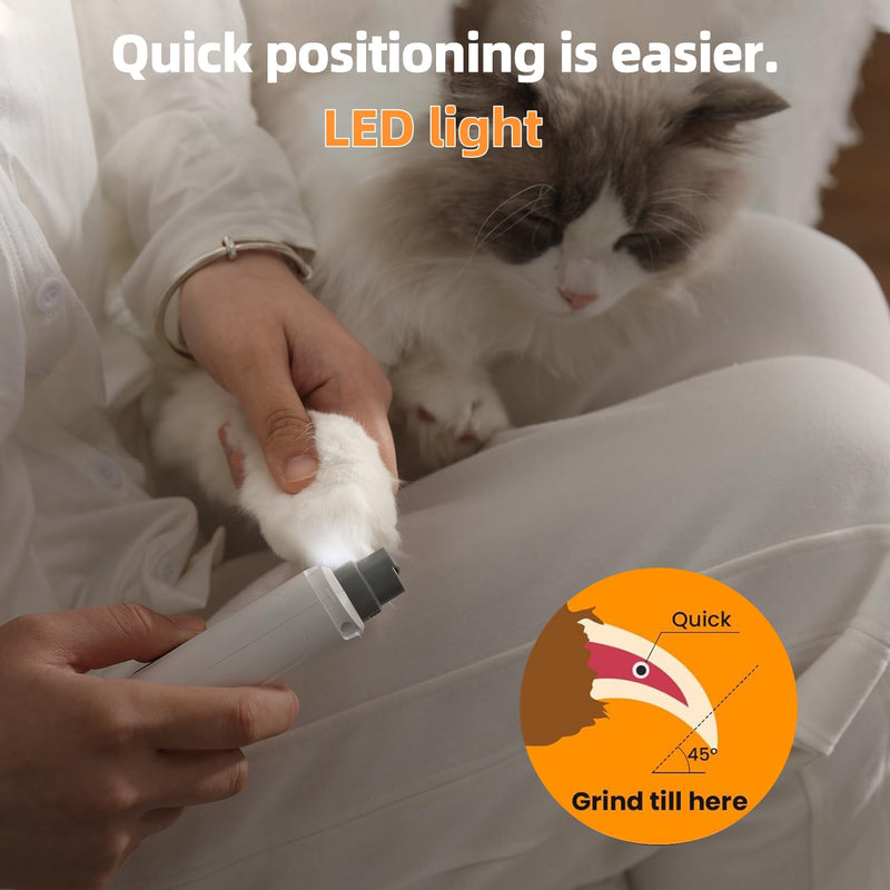 Dog Nail Grinder Powerful Rechargeable Electric Pet Nail Clippers Grooming & Smoothing for Large Medium Puppy and Cat, Dogs Nail File Cat Nail Trimmer-White - PawsPlanet Australia
