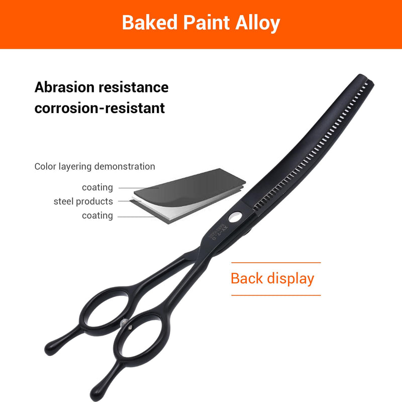 Dog Grooming Scissors,Pet Curved Thinning Shears 7.0'' 440C Thinning Scissors for Precision Pet Hair Cutting Curved Thinning Scissors - PawsPlanet Australia