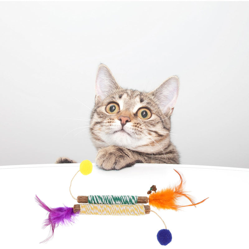 VICASKY 2 pcs Silvervine Cat Toys for Indoor Cats, Dental Toys made from Actinidia Polygama for Dental Care and Activity, Indoor for Cats
