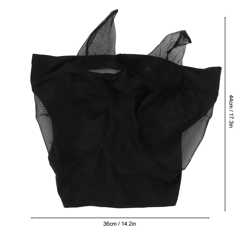 Horse Fly Mask with Ears Protection Professional Sun Comfortable and Breathable Design for Barn Horses Black 44x36cm