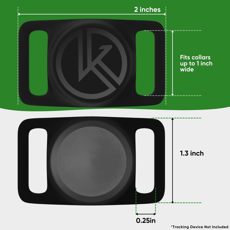 Tile Sticker Dog Collar Holder (2022): Extra-Durable, Lightweight, and Protective Tracking Case - Track Your Pet Using Android or Samsung Smart Phone - for Dogs and Puppies by Kitty Kompass (Black) Black - PawsPlanet Australia