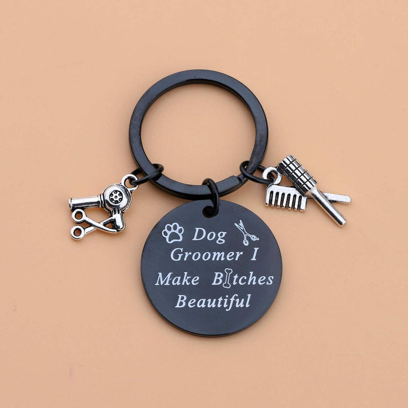 LQRI Dog Groomer Gift Pet Groomer Gift Keychain I Make Bitches Beautiful Hair Stylist Pet Grooming Jewelry Black - PawsPlanet Australia