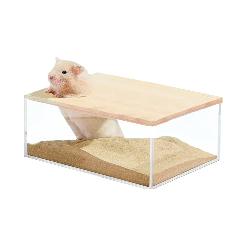 kathson Hamster Sand Bath Box Transparent Acrylic Small Animals Shower Bathtub Guinea Pigs Digging Sand Container Cage Accessories for Lemmings Gerbil Mice Hedgehog Chinchilla (Rectangle) Square