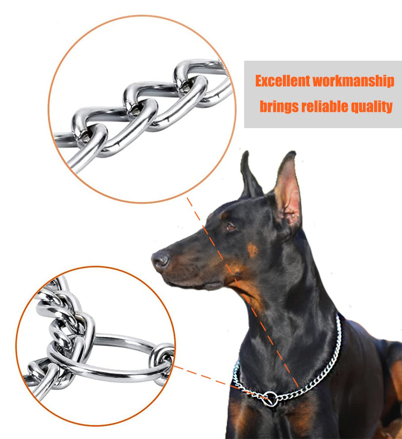 Freezx Dog Choke Collar Slip P Chain,Heavy Duty Metal Training Choke Collars, Adjustable Weather Proof Alloy Steel Chains for Small Medium Large Dogs Silver L Length: 22” (suitable for dog's neck 18") - PawsPlanet Australia