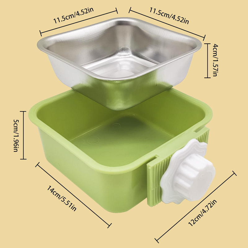 Pet Hanging Bowl for Crates, 2 in 1 Small Dog Bowl Puppy Bowl Removable Stainless Rabbit Bowl Cat Feeder Food Water Bowls for Puppy Cat Bird Rabbit Hamster Guinea Pig Ferret Small Animals Green - PawsPlanet Australia