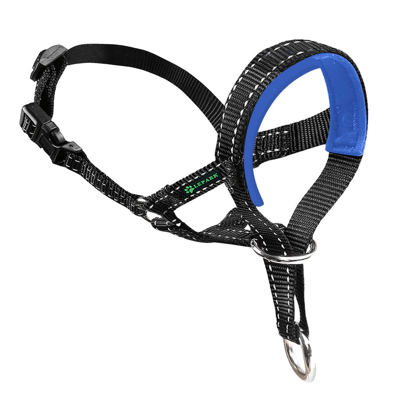 Dog Head Halter with Reflective Safety Strap Stop Dog's Pulling, Dog Head Collar for Small Medium Large Dogs(M,Blue) Blue