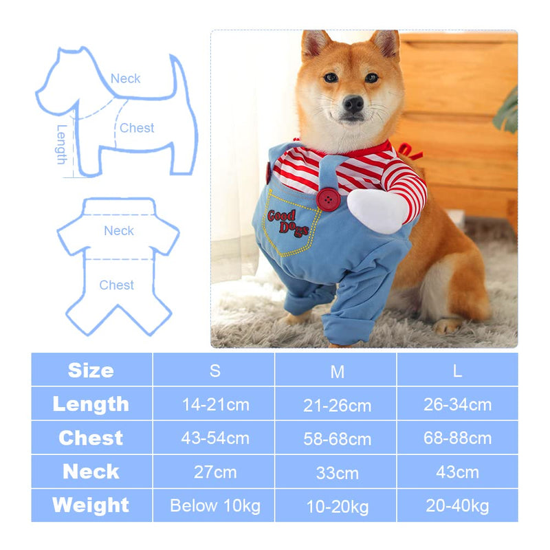 Pet Deadly Doll Dog Costume, Pet Cosplay Funny Costume Halloween Dog Clothes Party Costume for Small Medium Large Dogs (Medium), Red Blue