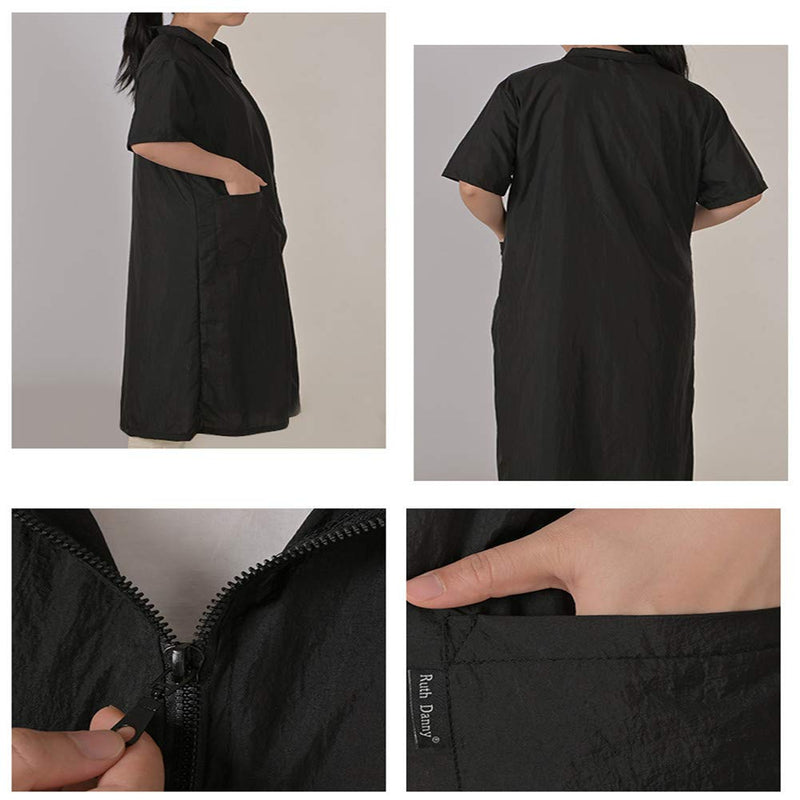 DHXYZZB Grooming Smock- Waterproof Grooming Workwear Barber Jackets for Women Men, Nylon Professional Pet Groomer Smock Apron Medium Black - PawsPlanet Australia