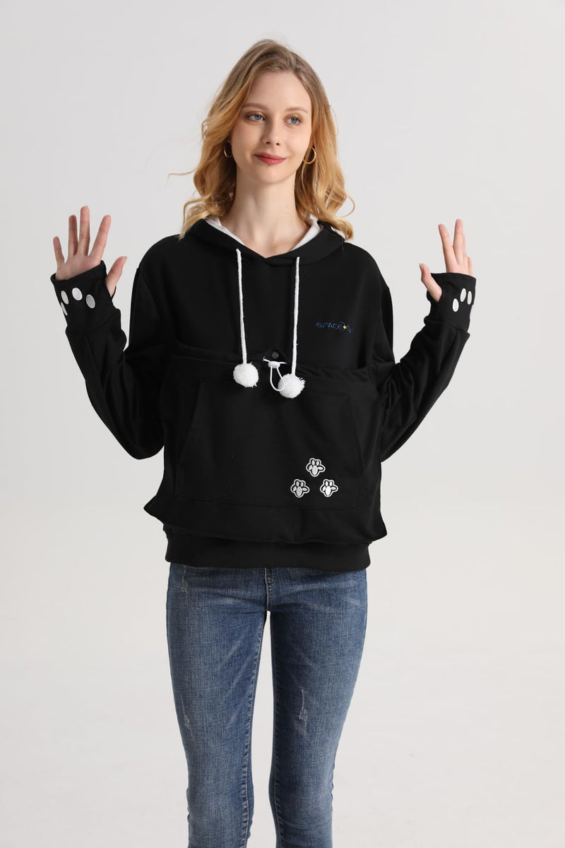 ALYC Unisex Hoodies Pet Holder Cat Dog Large Pouch Carriers Sweatshirt Cat Space Pullover Top Black 3X-Large - PawsPlanet Australia
