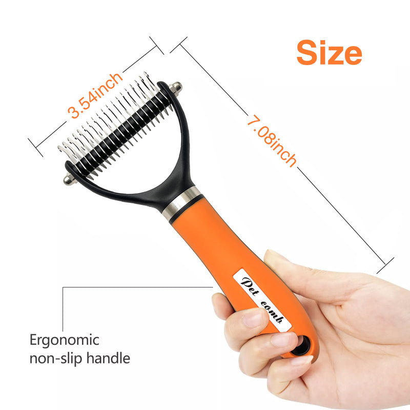 Dog Brush - Reduce Dog Shedding, Long Hair Dog Brush, Orange Set - PawsPlanet Australia