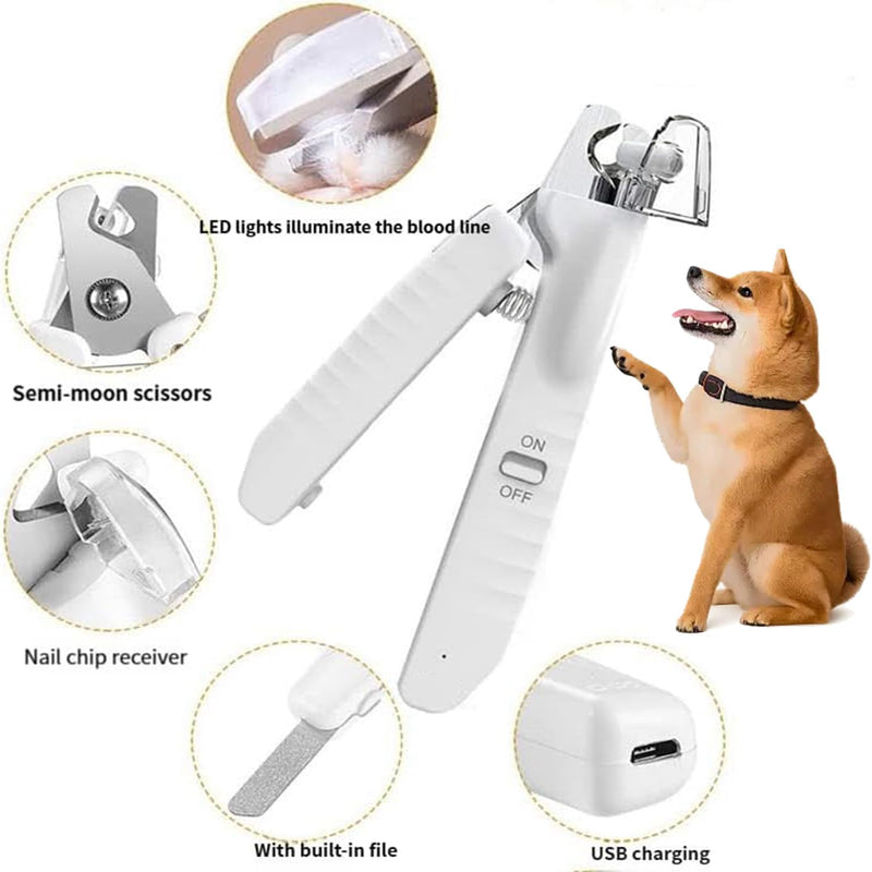 Pupnourish Nail Trimmer, The Safetrim by Pupnourish, Rechargeable 2 in 1 Nail Clipper and Grinder with Light for Most Animals, Nail Trimmers for Dogs with Guard, Precise Cat & Dog (White) - PawsPlanet Australia