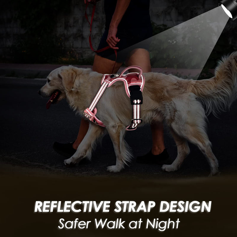 Dog Harness Large Dog, Anti Pull Adjustable Heavy Duty Pet Vest with 2 Clips, Easy Control Escape Proof Puppy Harness with Soft Padded Handle Reflective for Outdoor Training Walking, XL Camo Pink XL(Neck: 55-83cm, Chest: 50-94cm) - PawsPlanet Australia