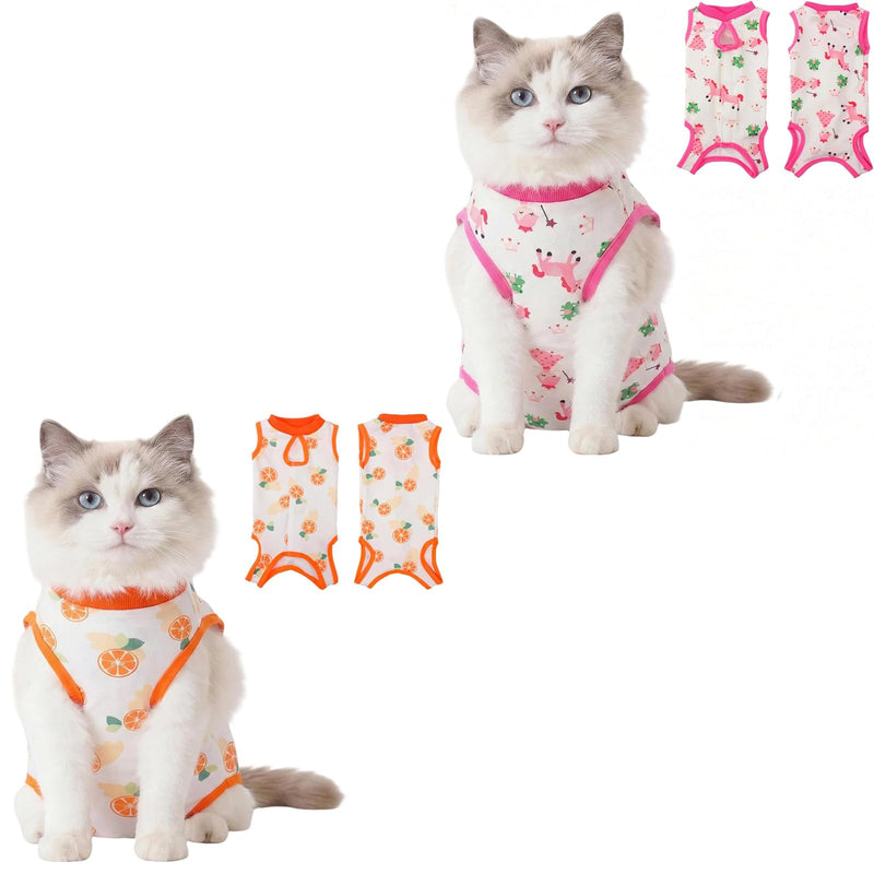2 PCS Cat Recovery Suit Cat Onesie for Cats After Surgery, Breathable Cats Surgery Recovery Suit for Female Spay & Abdominal Wounds, Kitten Surgical Onesie Body Suit Anti Licking Cone Alternative