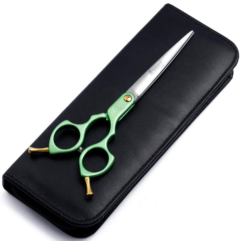 Moontay 6.0" Professional Straight Pet Grooming Scissor, Dog Cat Grooming Shear/Scissor with Ultra-Light Aeronautical Aluminum Handle, 440C Japanese Stainless Steel Pet Grooming Shear, Green 6.0" Straight Cutting Scissor - PawsPlanet Australia