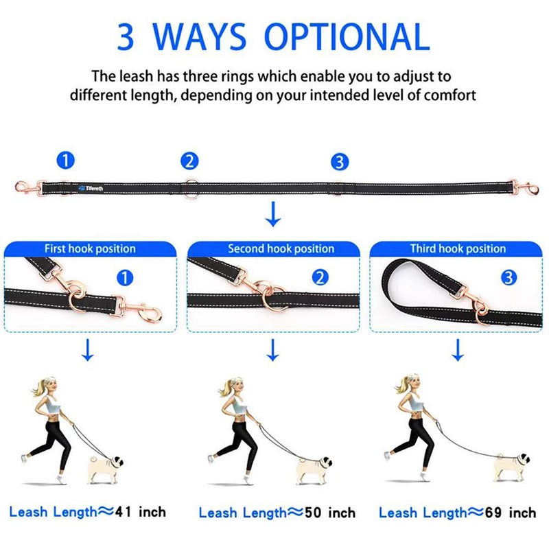 Medium-Large Big-Female Heavy-Duty Dog-Collar Leash-Set - Rose Gold 6 Foot Exceptionally Elegant Design and Adjustable in 3 Different Lengths for Medium to Large Dogs M ( 13.8''- 19.7'' ) Black - PawsPlanet Australia