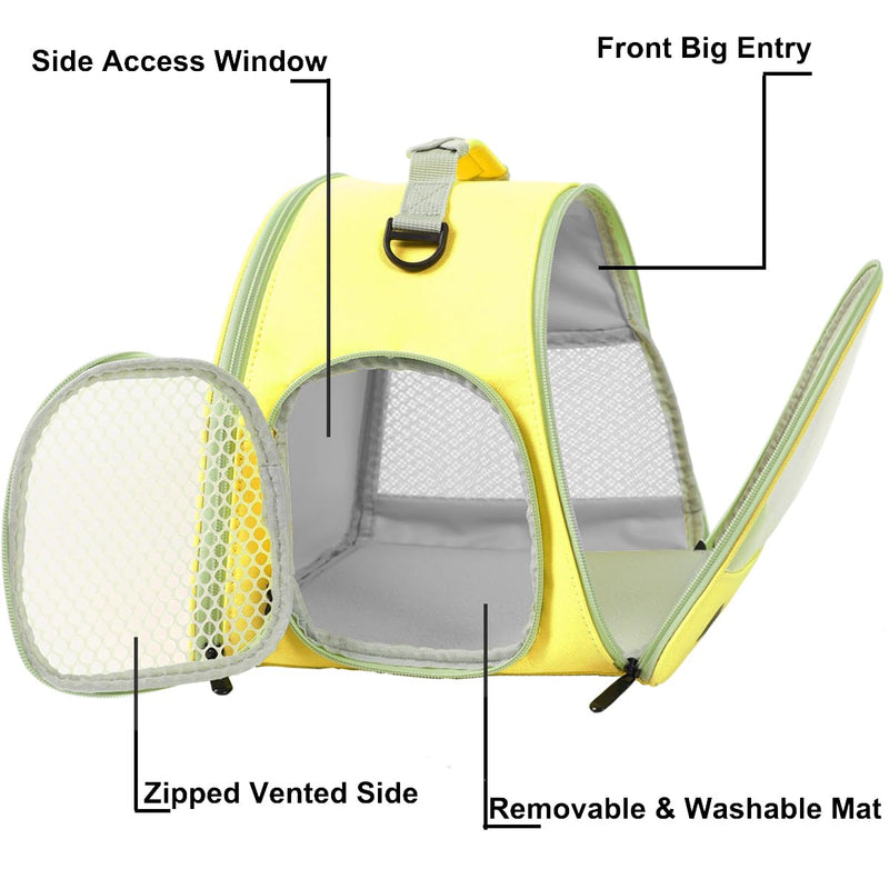Bunny Travel Carrier with Absorbent Pad Set, Pee Pad with Leak-Proof Quick-Dry Design for Bearded Dragon,Portable Guinea Pig Bag for Sugar Glider,Hedgehog,Rat,Small Pet,Rat,Outdoor Used Yellow TPU Carrier+NP - PawsPlanet Australia