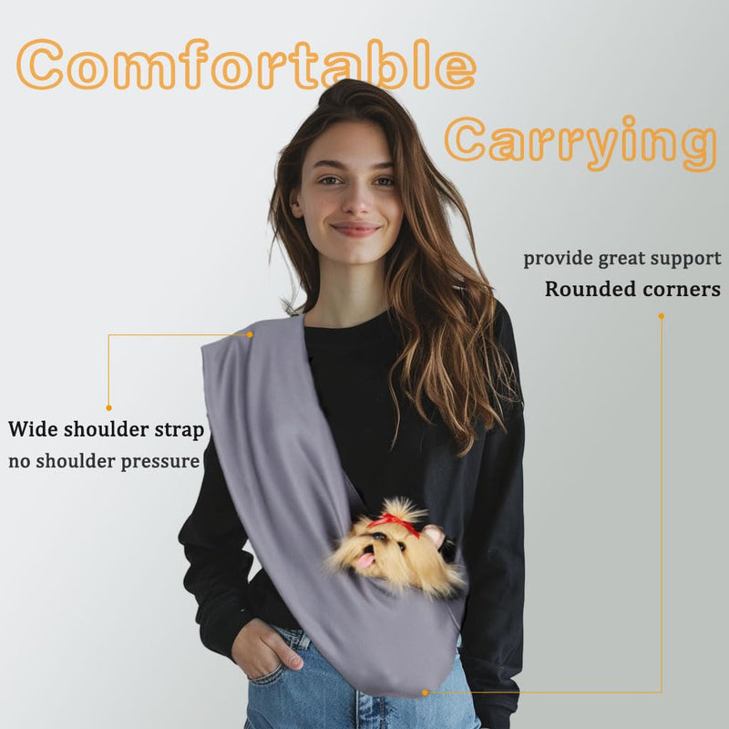 Dog Sling Carrier for Small Dogs, Up to 11 lbs, Dog Carrier Sling is Easy to Carry, Hand Free, Keep Warm, Grey - PawsPlanet Australia