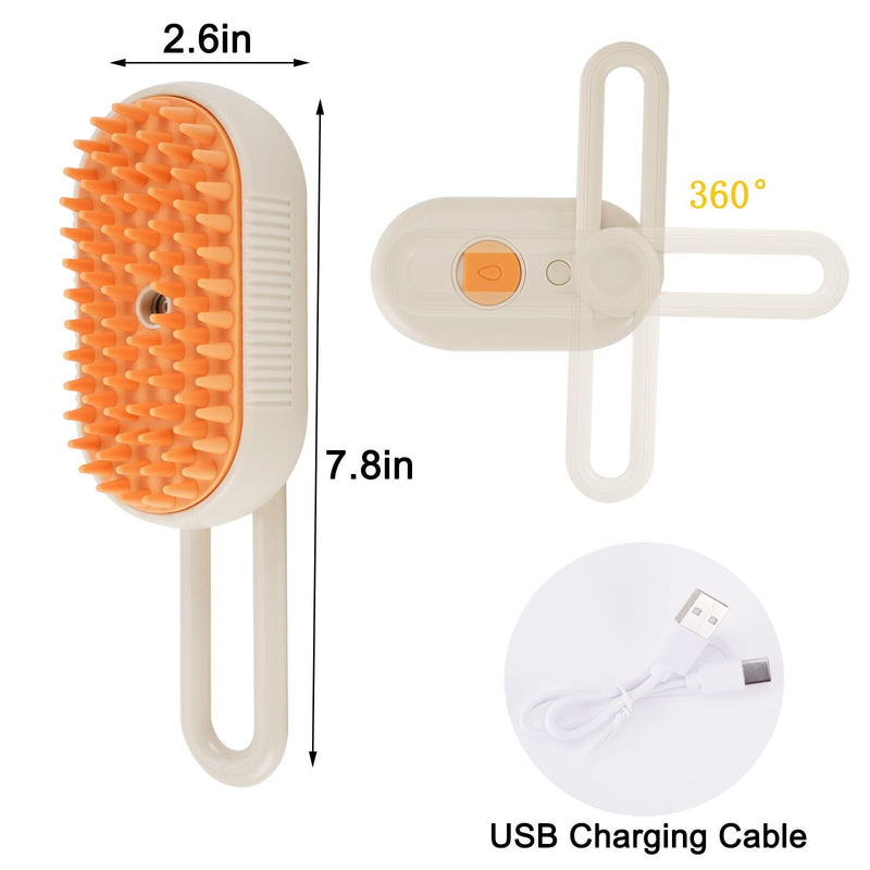 Self Cleaning Brush for Pet Grooming - 3 In 1 Steam Brush with Massage and Water Spray, Rechargeable Silicone Brush for Cats and Dogs - PawsPlanet Australia