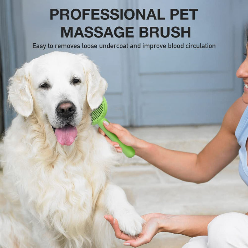 Self-Cleaning Dog & Cat Slicker Brush, Skin Friendly Deshedding Grooming Tool for Long or Short Haired Dogs Cats Rabbits, Dog Shedding Brush with Release Button - Frog - PawsPlanet Australia