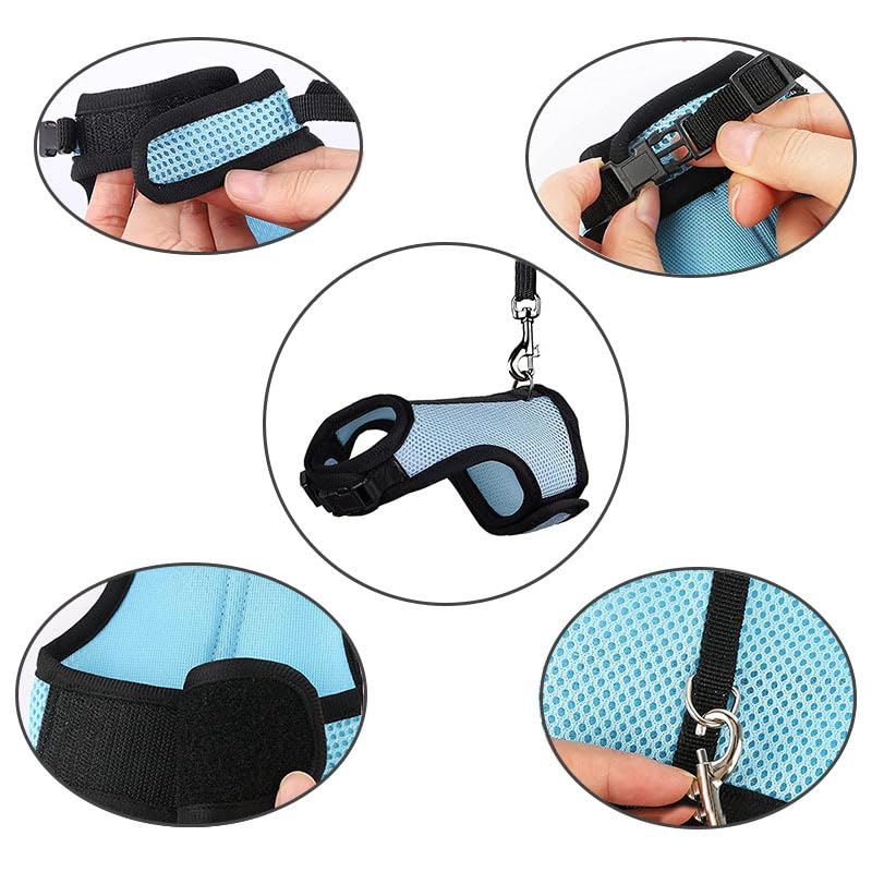 Rabbit Harness and Leash Set - Adjustable Escape-Proof Training and Walking Gear for Guinea Pigs Bunnies Chinchillas Hamsters Ferrets Rats Kittens and Small Dogs Puppies Cats (Black,S) Black S - PawsPlanet Australia