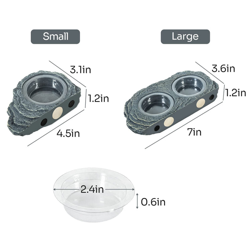REPTIZOO Reptile Magnetic Feeder Ledge, Single Bowl Reptile Food Dish with 3PCS Feeding Cups Food Water Feeder for Crested Gecko Lizard Chameleon Pets Small - PawsPlanet Australia