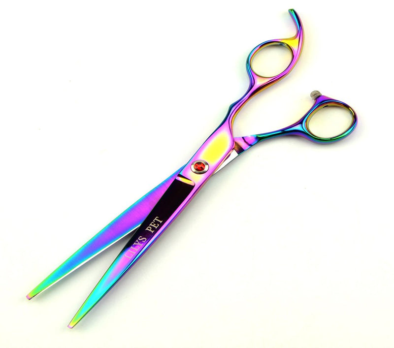 LILYS PET Professional PET Grooming scissors Kit,Coated Titanium,Sharp and Strong Stainless Steel Blade for Dogs Cats Hair Cutting,3 Pieces of Scissors with a Comb and a Case (7.0 inches, Rainbow) 7.0 inches - PawsPlanet Australia