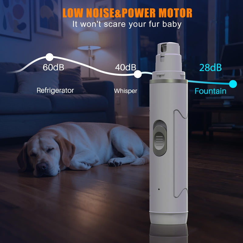 Dog Nail Grinder Quiet - Professional 2-Speed Electric Pet Nail Trimmer with Guard, Rechargeable & Painless Claw Grinder for Small Medium Large Dogs & Cats, Low Noise & Vibration Black3 - PawsPlanet Australia