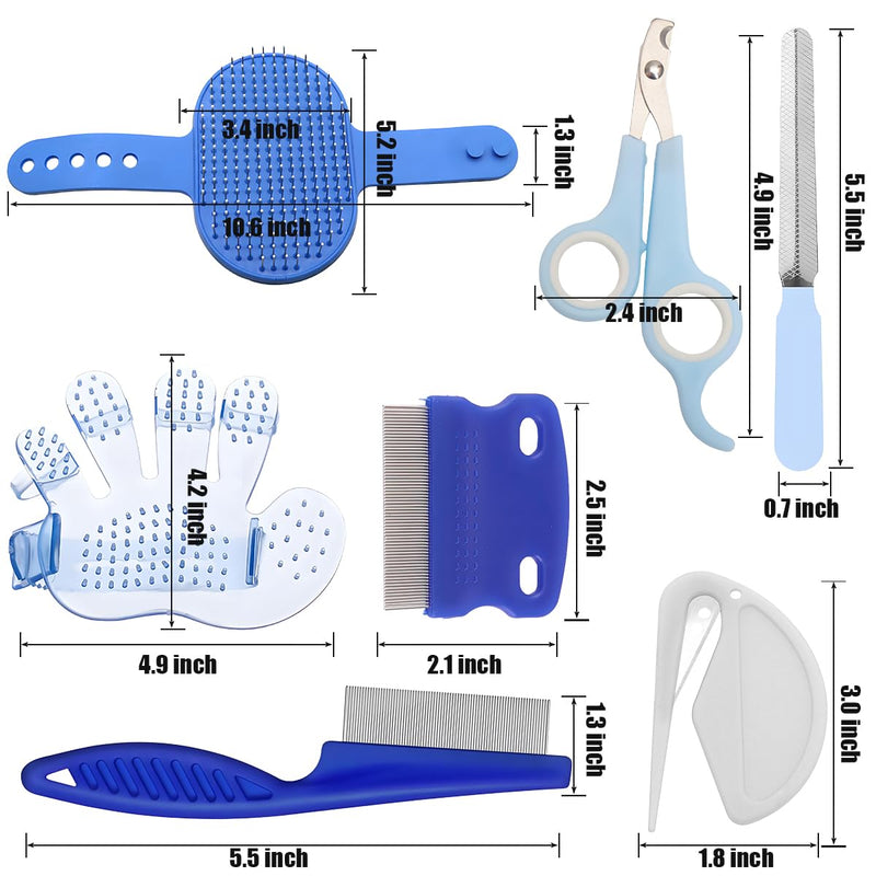 Rabbit Grooming Kit – Bunny Grooming Kit with Shedding Brush, Nail Clippers & Comb – Small Animal Grooming Supplies for Rabbits, Guinea Pigs, Hamsters, Ferrets - Small Pet Shedding & Care (Blue) Blue - PawsPlanet Australia