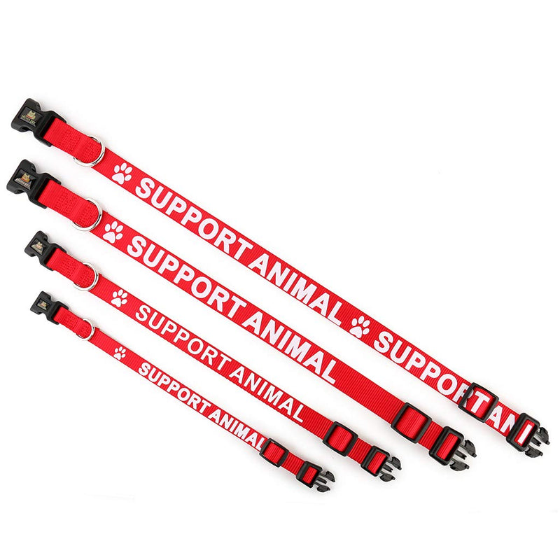 Plutus Pet Support Animal Collar,Printed in Large Letters on Nylon Webbing,Prevents Accidents by Warning Others of Your Dog in Advance,Two Colors,Four Sizes,Neck 8-12 inch,Extra Small,Red RED-ESA XS (8"-12")×5/8"