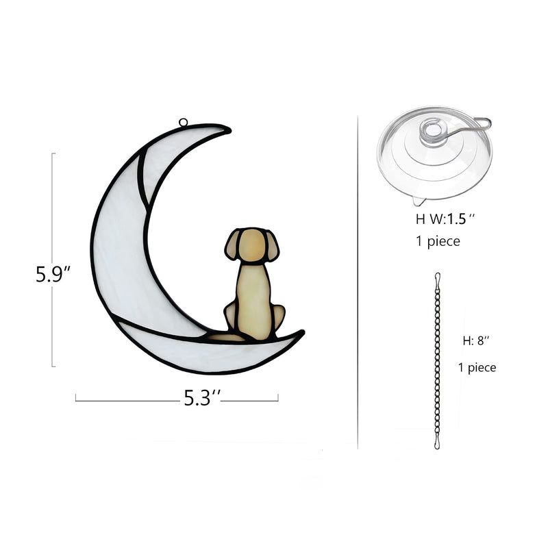 BOXCASA Loss of Dog Sympathy Gift,Stained Glass Dog on Moon for Suncatcher Gifts,Yellow Dog Memorial Gifts for Pet Loss Gifts,Pet Sympathy Gifts for Dogs,Pet Memorial Gifts Dog_A - PawsPlanet Australia