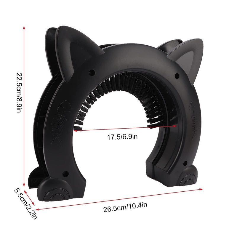 Black Interior Cat Door, Cat Door for Interior Door with Grooming Brush, 8.9x10.4 inches, Cats Black