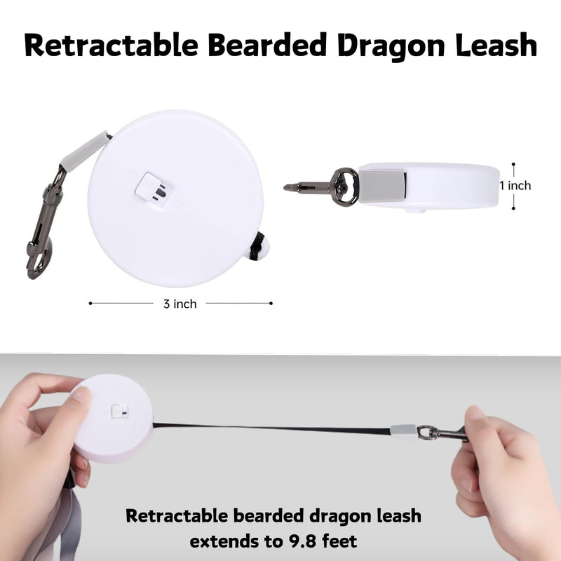3 Pack Bearded Dragon Harness and Leash Set - Adjustable Soft Leather Lizard Harness with Retractable Leash Small Animal Traction Rope Walking Vest Accessories for Reptile Squirrel Rat (3 Pack) 3 Pack - PawsPlanet Australia
