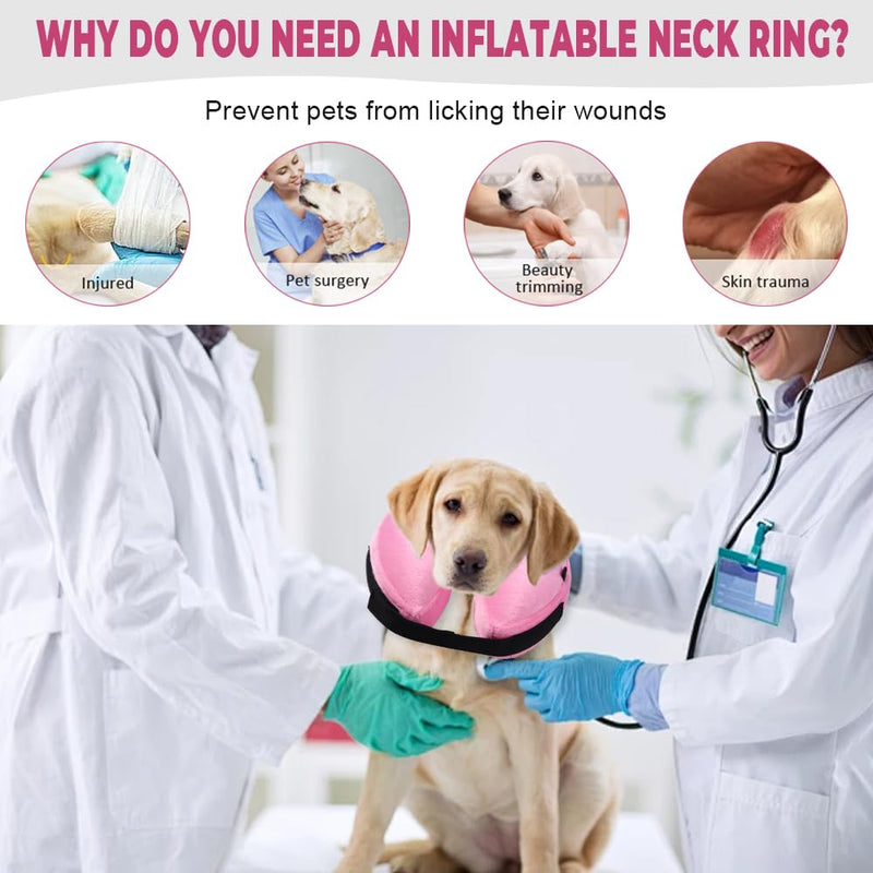 Inflatable Collar Dog Cat Dog Collar Leak Protection Soft Collar Dogs After Surgery with Adjustable Fastening Protective Collar Dog Collar Cat Inflatable Dog Collar for Recovery M