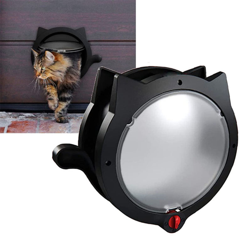 Cyrank Black Cat Door, Magnetic 4 Locking Modes Safe Plastic Automatic Cat Flap Door for Interior Exterior Doors - PawsPlanet Australia