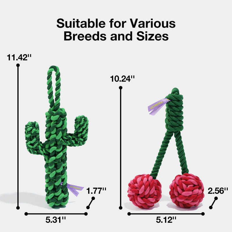 VETRESKA Dog Rope Toys,Durable Tug of War Dog Toy with Ergonomic Grip, Heavy Duty Dog Rope Toy for Large Breed Dog Puppy Training Playing Teething Chew Toys,Christmas Holiday Dog Toy Gifts,Cherry Cherry - PawsPlanet Australia