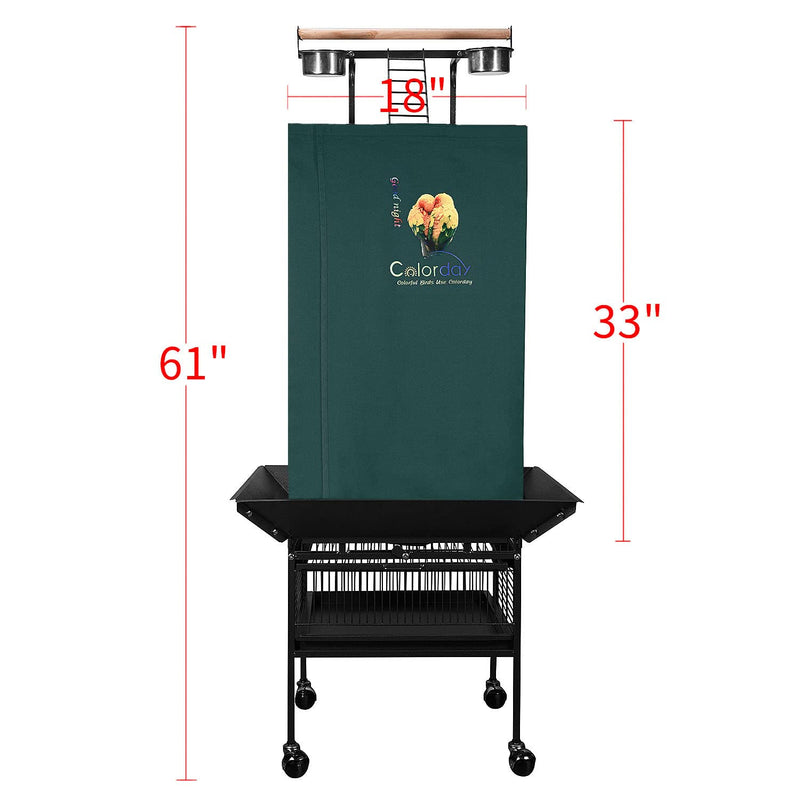 Colorday Good Night Bird Cage Cover for Large Bird Cage with Play Top (Patented), Green 61" 61 inches - PawsPlanet Australia