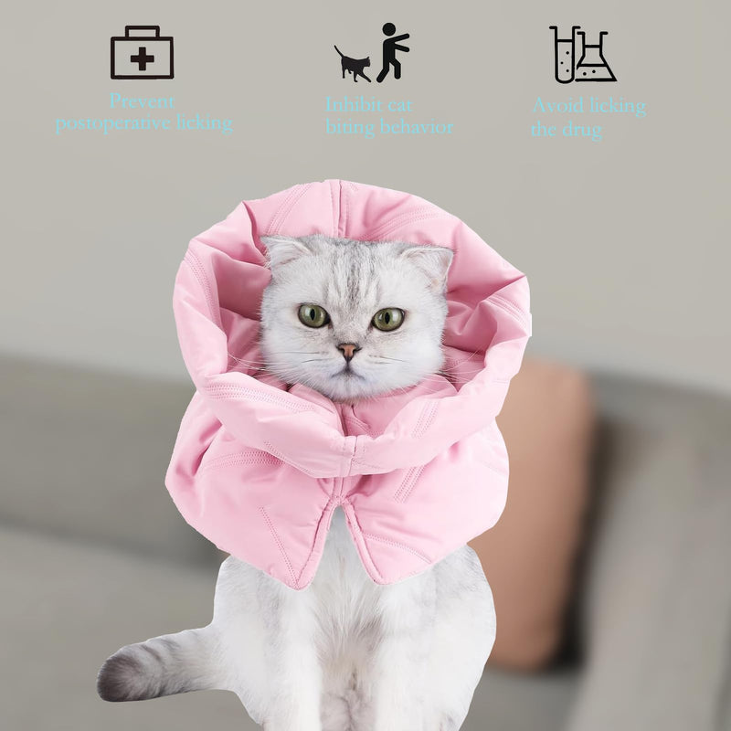 Cat Recovery Collar, Soft Adjustable Cat Cone Alternative, Lightweight Waterproof Fasteners Collars for Cats Kittens Puppies, After Surgery Stop Licking, Post-Surgery or Skin Protection. Rose Quartz S