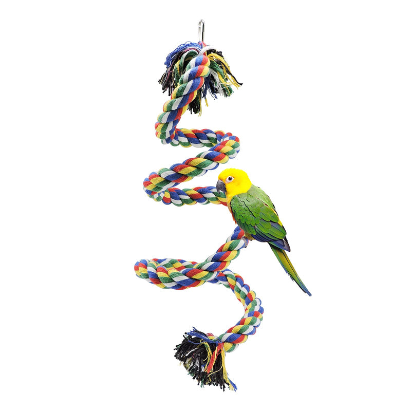 WishLotus Bird Perches, Parrot Colorful Climbing Rope Swing Toys Parrot Stand with Bell and Hanging Clip for Parrots, Budgies, Macaws, Parakeets, and Other Small Birds. (100cm) 100cm - PawsPlanet Australia