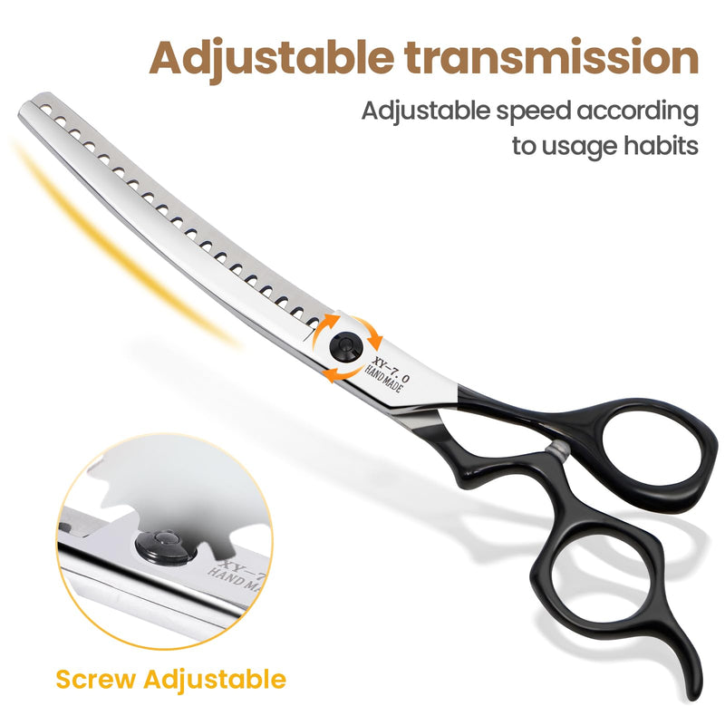 Dog Grooming Scissors,Curved Chunkers Shears Deg Grooming with Safety Round Tips, Sharp and Comfortable 4 in 1 Dog Scissers for Grooming Black - PawsPlanet Australia