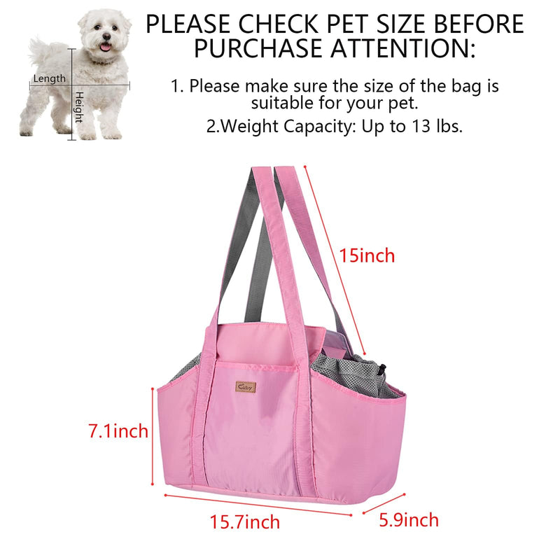 Cuby Pet Carrier Purse for Small Dogs Cats with Pocket and Safety Tether, Soft-Sided Dog Carrier for Small Puppy Kitten, Portable Cat Carrier Tote for Subway, Shopping, Hiking, Traveling Pink - PawsPlanet Australia