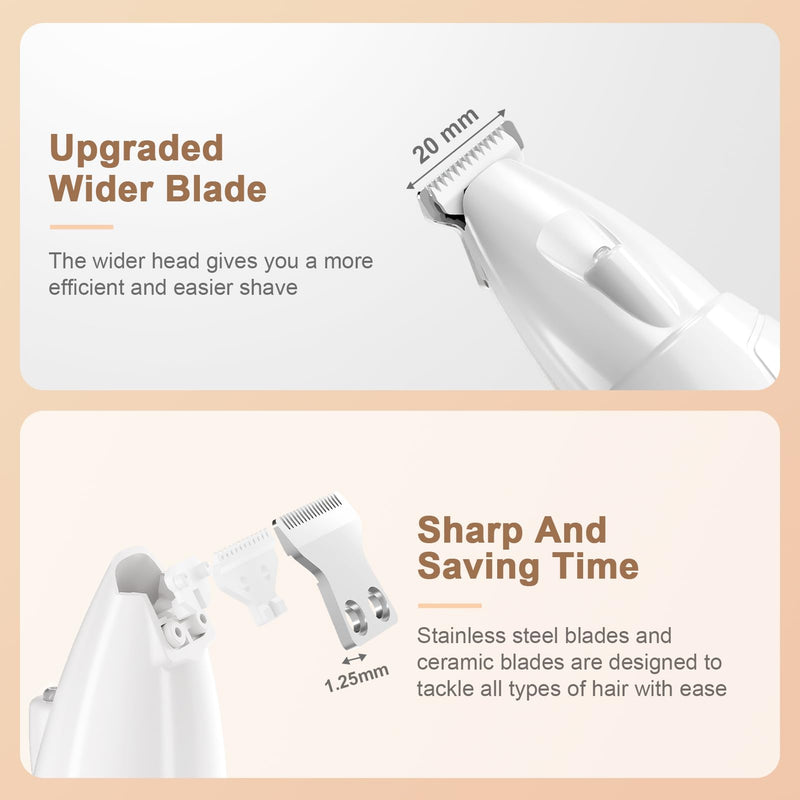 Dog Paw Trimmer with LED Display, 35dB Low Noise Electric Dog Clippers for Grooming, Cordless Paw Trimmers for Dog's Feet, Eyes, Ears, Face, Rump with LED Light (White) - PawsPlanet Australia