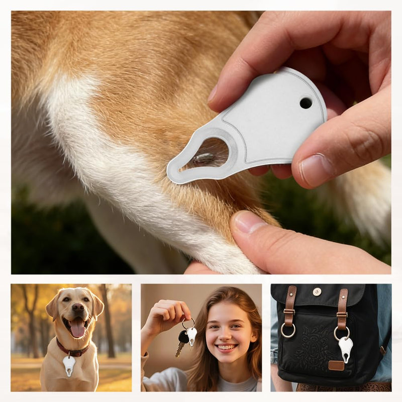 Tick Remover Tool Kit,Tick Tweezers Remover Tool Kit for Dogs Cats Pets,2Pcs Stainless Steel Ticks Tweezers+1 Removal Tick Key,4 Pack Quick & Safe Ticks Removal Tools,Easy to Use Silver