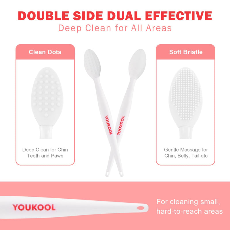 2PCS Pet Black Seed Brush for Cat Chin Acne & Blackhead Removal | Silicone Double-sided Grooming Brush for Acne Treatment | Acne Removing Tool|Cat Grooming Essentials,White White - PawsPlanet Australia