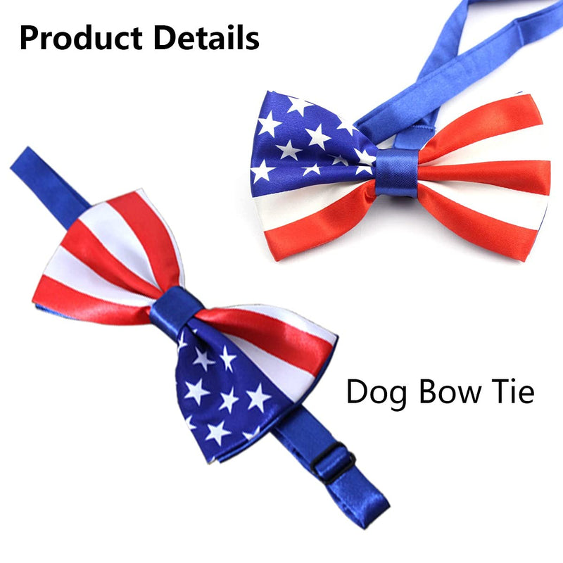 Vehomy Pet Dog Independence Day Costume - Uncle Sam Dog Top Hat and American Flag Dog Bow tie Collar 4th July Pet Hat and Collar Costume Supplies for Dogs Cats Puppy Kitten (2Pcs)