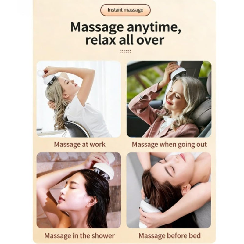 Electric Scalp Massager with 8 Removable Claws 128 Massage Nodes – 6-in-1 Waterproof Head Massager, Rechargeable Portable Hair Scalp Scratcher for Stress Relief, Relaxation, Gift for Mom Dad