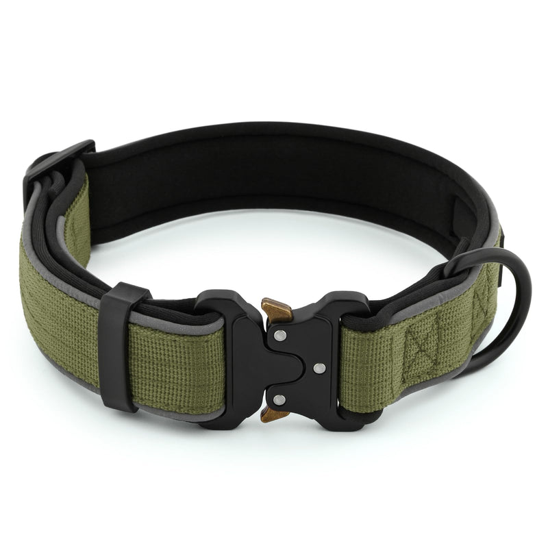 Plutus Pet Tactical Dog Collar, Reflective, Adjustable Heavy Duty Dog Collar, Soft Padded and Comfortable, for Small Medium and Large Dogs (Ranger Green, S) Ranger Green - PawsPlanet Australia
