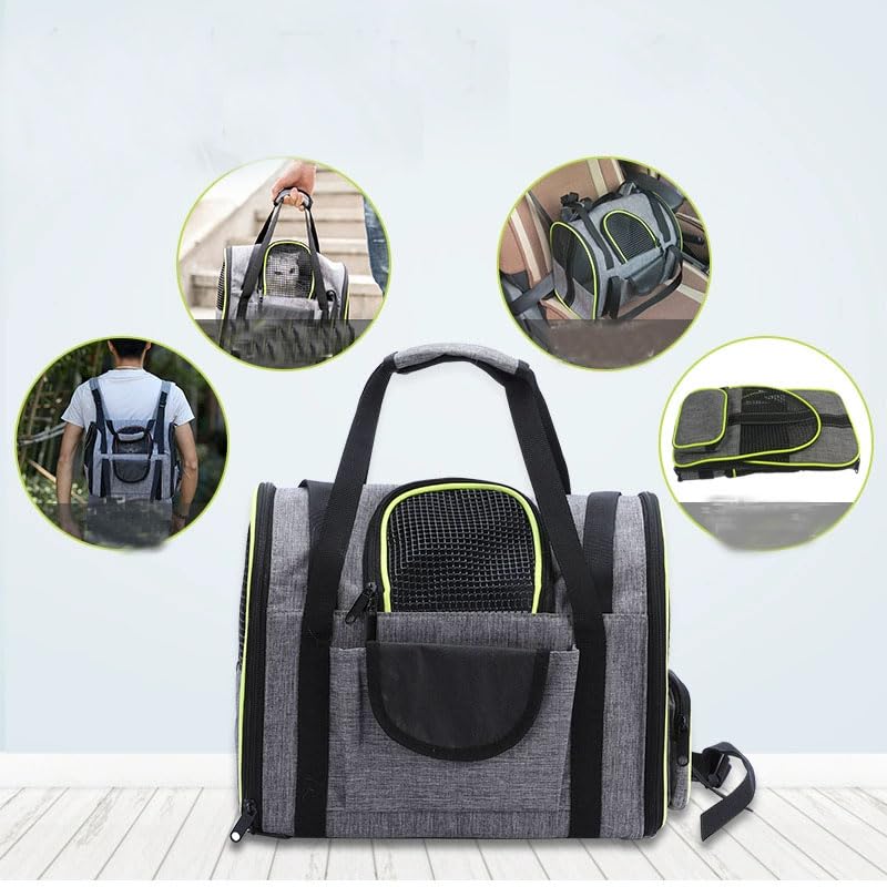 Collapsible Travel Cat Carriers Dog Carrier Pet Carrier for Small Medium Cats Dogs Puppies up to 15 Lbs,Multifunctional Pet Carrier Bag with Mesh Ventilation, Gray - PawsPlanet Australia